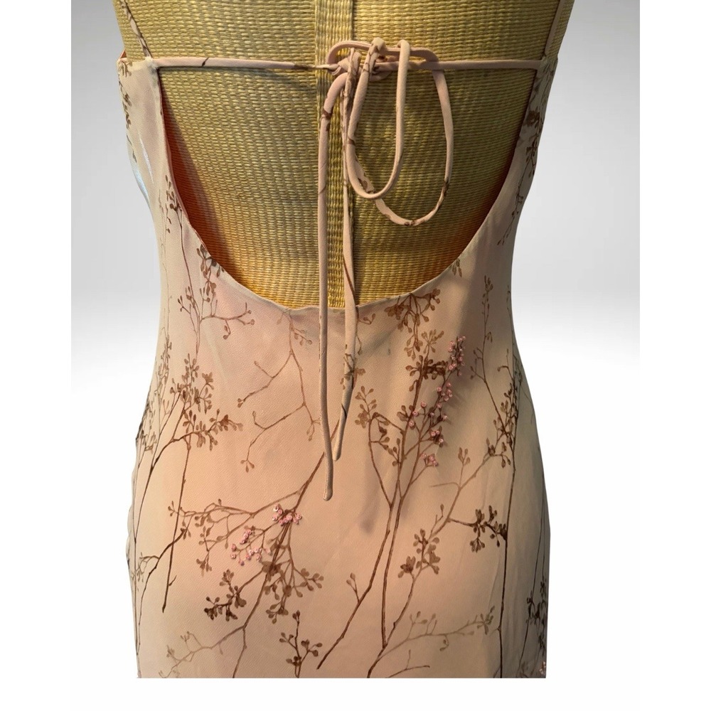 Y2K Laundry by Shelli Segal Silk Bead Dress Backless Light Pink Cherry Blossom 8 - Picture 4 of 8